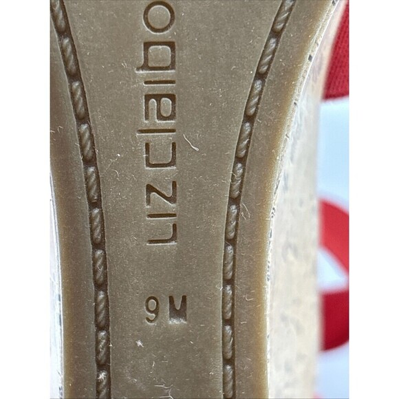 Liz Claiborne Rockelle Red Stretch Wedge Sandals 9M Comfy Chic Back Zip - Picture 9 of 9